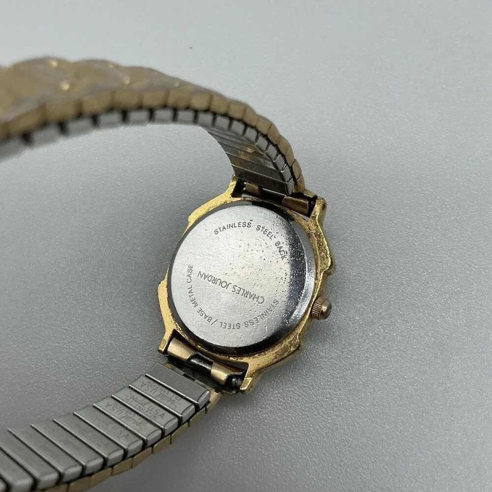Charles Jourdan II Womens Watch 23mm White Dial Two Tone Stretch New Battery